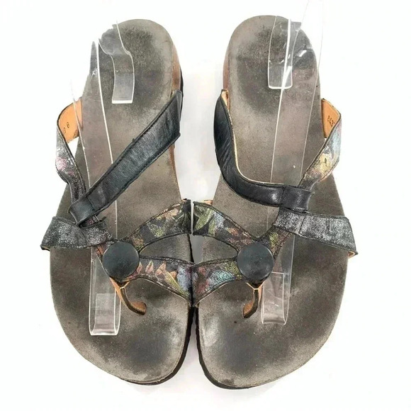 Think womens sandals size 12 43 multicolored floral toe ring - Picture 1 of 15